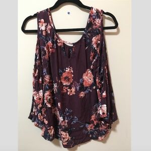 Floral Open Shoulder Shirt